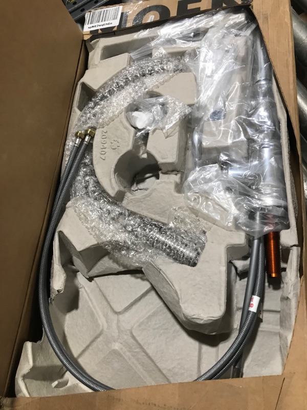 Photo 1 of Moen Weymouth Chrome One-Handle Spring Pulldown Kitchen Faucet with Power Boost for a Faster Clean, Kitchen Faucet with Pull Down Sprayer for Bar, RV, Farmhouse, S73104 Polished Nickel