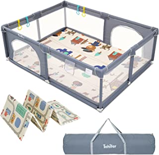 Photo 1 of Baby Playpen with Mat, Large Baby Play Yard for Toddler, BPA-Free, Non-Toxic, Safe No Gaps Playards for Babies, Indoor & Outdoor Extra Large Kids Activity Center 79"x59"x26.5" with 0.4" Playmat
