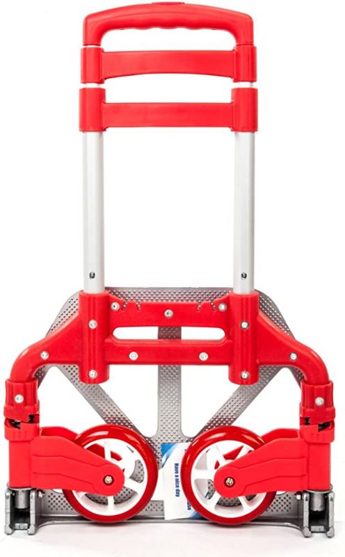 Photo 1 of FCH Folding Hand Truck 165lbs Capacity Aluminum Portable Folding Hand Cart and Dolly with Wheels Red