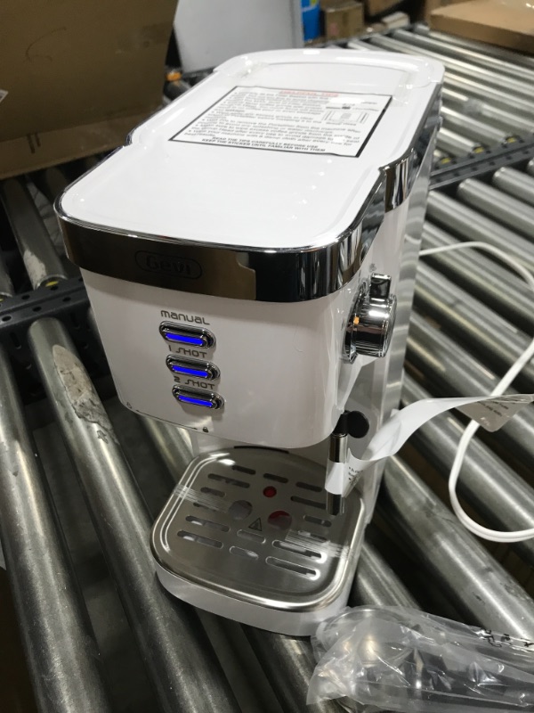Photo 2 of Gevi Espresso Machine 20 Bar Fast Heating Automatic White Espresso Machine with Milk Frother Cappuccino Maker for Espresso, Latte, Macchiato, 1.2L Water Tank, 1350W, White
