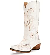 Photo 1 of  IUV Cowboy Boots For Women Mid Calf Western Boots Cowgirl Pull-On Tabs Pointy Toe Boot, SIZE 8.5