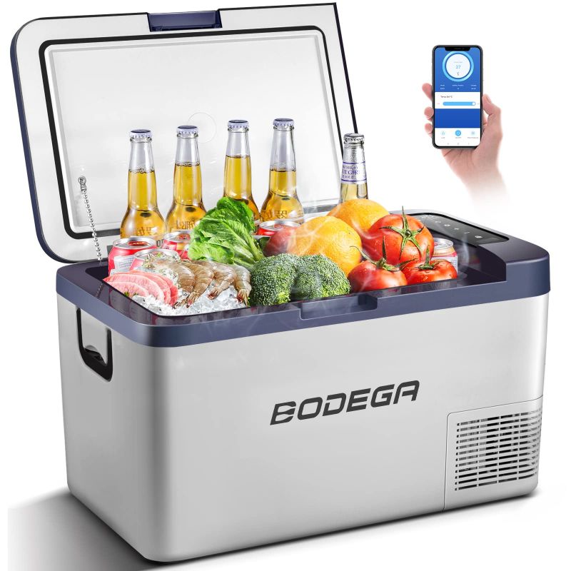 Photo 1 of BODEGA 12 Volt Car Refrigerator, 27 Quart (25L) Car Fridge Portable Freezer (-4?-68?), Electric Cooler for Vehicles, Truck, RV, Camping, Travel and Home Use -12/24V DC & 100V-240V AC, WIFI APP Control 27 Quart (Navy Blue) 