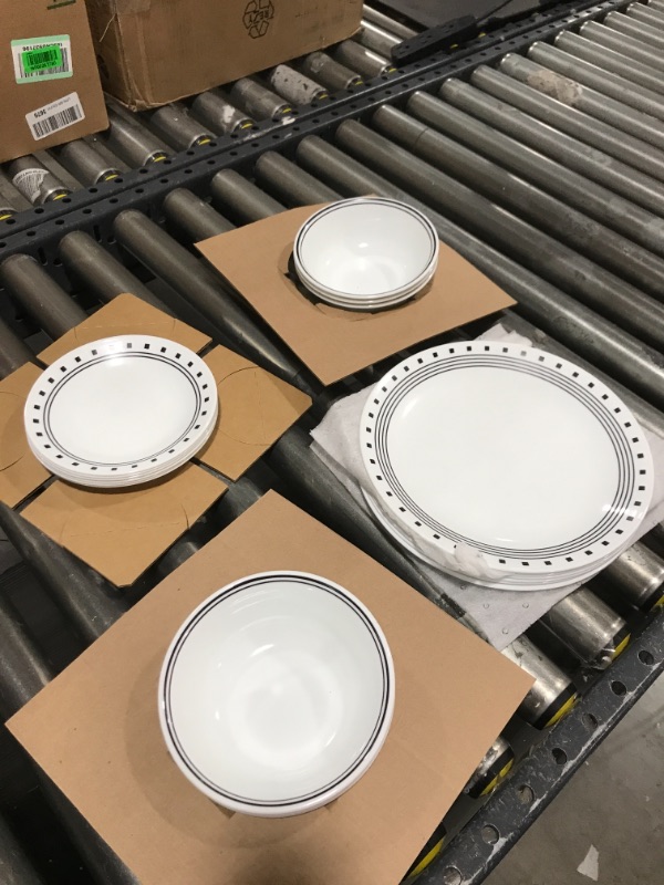 Photo 3 of Corelle Vitrelle 18-Piece Service for 6 Dinnerware Set, Triple Layer Glass and Chip Resistant, Lightweight Round Plates and Bowls Set, City Block