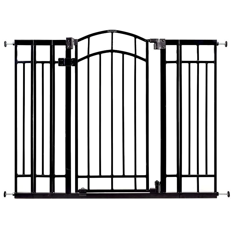 Photo 1 of  Summer Multi-Use Decorative Extra Tall Walk-Thru Baby Gate, Fits Openings 28.5-48 Inch (Pack of 1), Black Metal, for Doorways and Stairways, 36" Tall Baby and Pet Gate, Black, One Size 