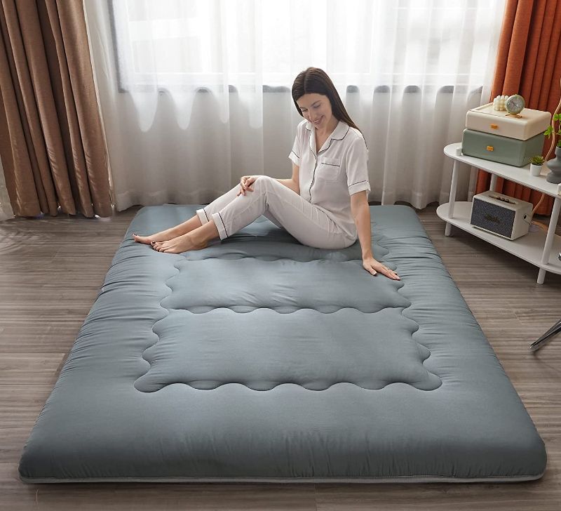 Photo 1 of FTIURA Japanese Floor Mattress, Japanese Futon Mattress, Shikibuton Foldable & Portable Camping Mattress with Washable Cover, Dark Gray Full-XL