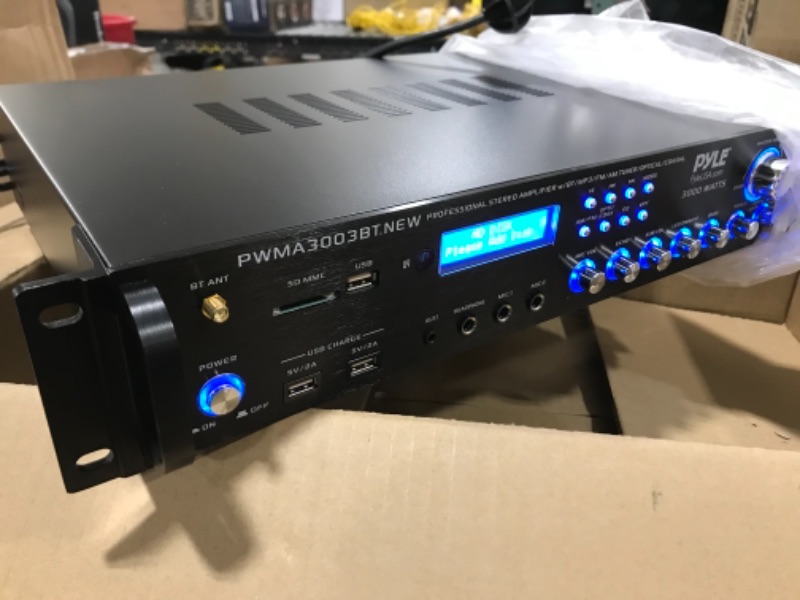 Photo 2 of  Pyle PWMA3003BT.NEW - Home Theater Pre-Amplifier System - Pro Audio Multi-Channel Stereo Receiver with (2) VHF Micros MP3/USB/SD Readers FM Radio 