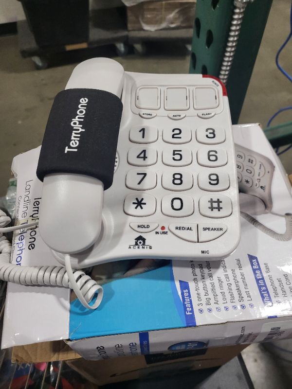 Photo 2 of Big Button Phone for Seniors - Corded Landline Telephone - One-Touch Dialling for Visually Impaired - Amplified Ringer with Loud Speaker for Hearing Impaired, Ergonomic Non-Slip Grip White