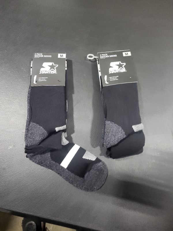 Photo 1 of 2 PAIRS BLACK STARTER SOCKS 2 PACK MEDIUM