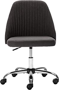 Photo 1 of Home Office Chair, Mid-Back Armless Twill Fabric Adjustable Swivel Task Chair for Small Space, Living Room, Make-up, Studying
