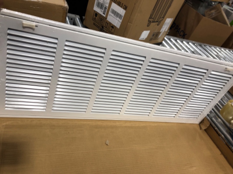 Photo 3 of 30" X 10" Return Air Filter Grille - Filter Included - Easy Plastic Tabs for Removable Face/Door - HVAC Vent Duct Cover - White [Outer Dimensions: 31.75w X 11.75h]
