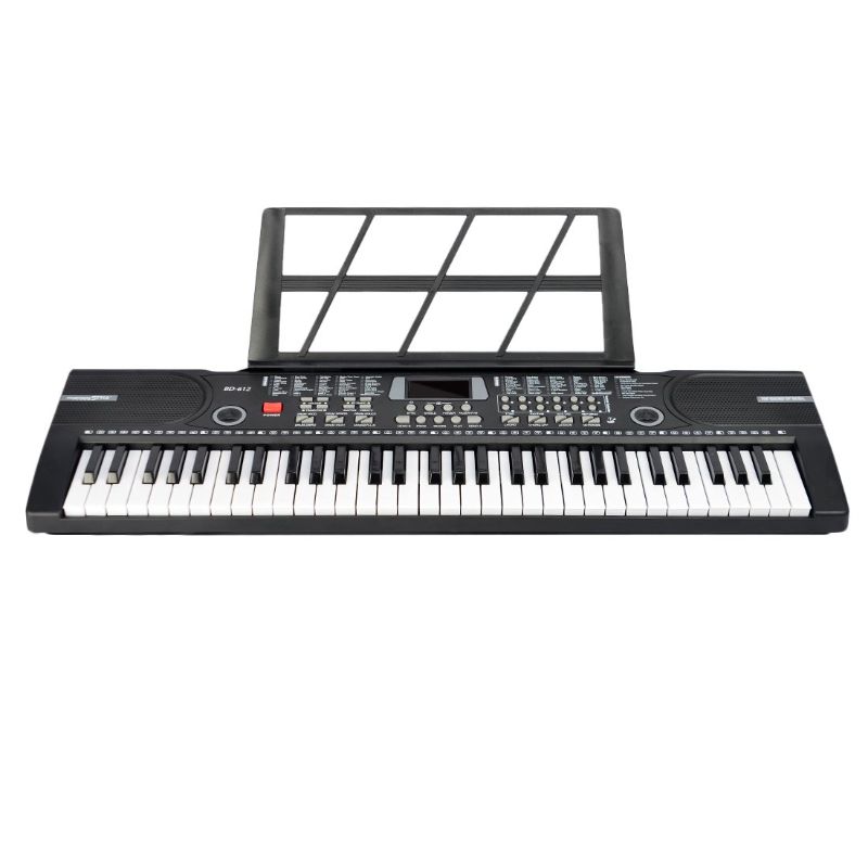 Photo 1 of 61 Keys Electronic Keyboard Piano with Microphone and Piano Score Stand Musical Toy for Children BD-612 Battery USB Dual-purpose - Black
