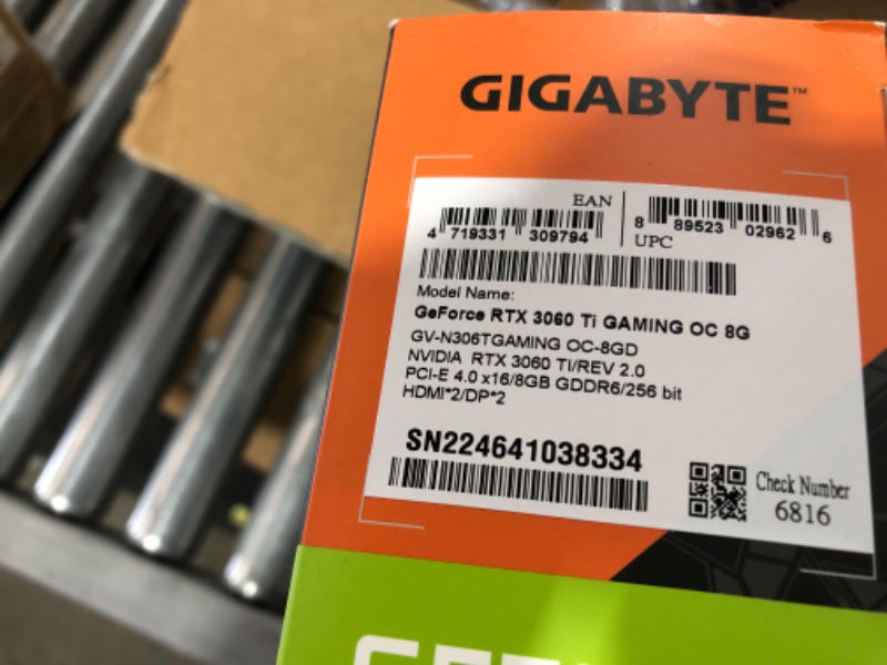 Photo 6 of Gigabyte GeForce RTX 3060 Ti Gaming OC 8G (REV2.0) Graphics Card, 3X WINDFORCE Fans, LHR, 8GB 256-bit GDDR6, GV-N306TGAMING OC-8GD REV2.0 Video Card