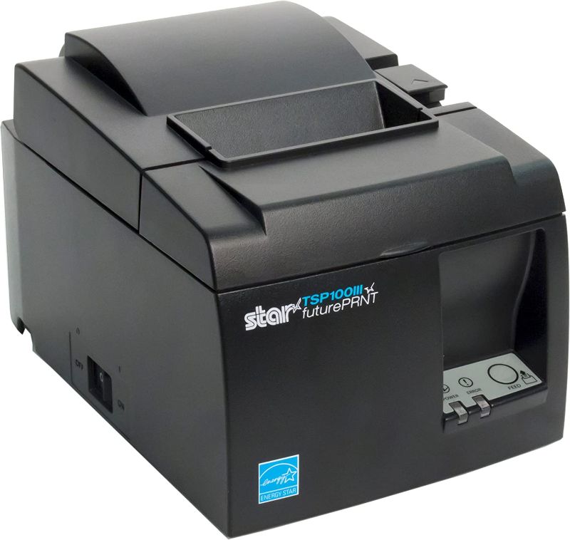 Photo 1 of Star Micronics TSP143IIIU USB Thermal Receipt Printer with Device and Mfi USB Ports, Auto-cutter, and Internal Power Supply - Gray 