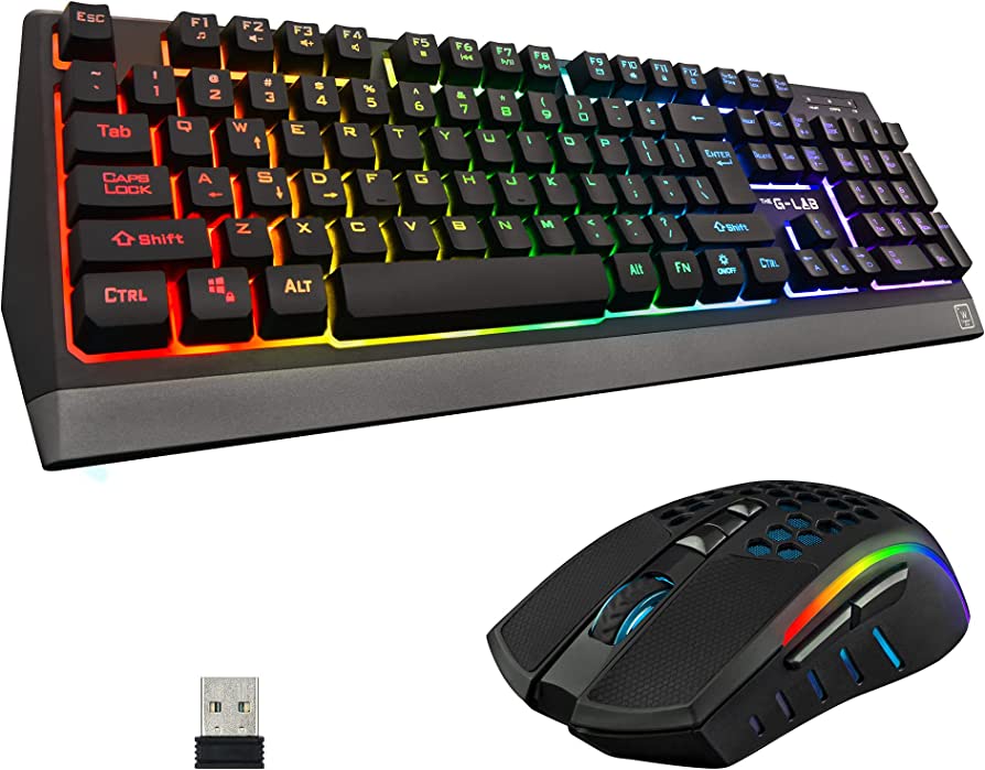 Photo 1 of G-LAB Combo Tungsten - Backlit Wireless Gaming Keyboard and Mouse Set – QWERTY Wireless Gaming Keyboard + 2400 DPI Wireless Gaming Mouse - Wireless Keyboard Mouse Pack for PC PS4 PS5 Xbox One/X/S
