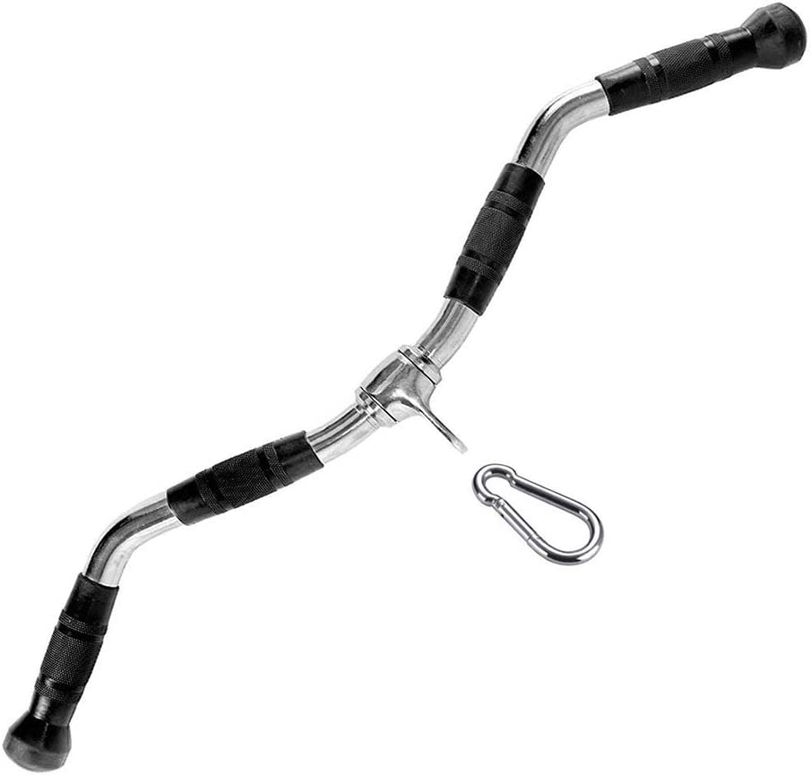 Photo 1 of YCMY LAT Bar Cable Machine Attachment Curl Pulldown Bar with Full Rotation and Rubber Handle for Gym Muscle Building, Strength Workout, 29 Inch, with Snap Hook.
