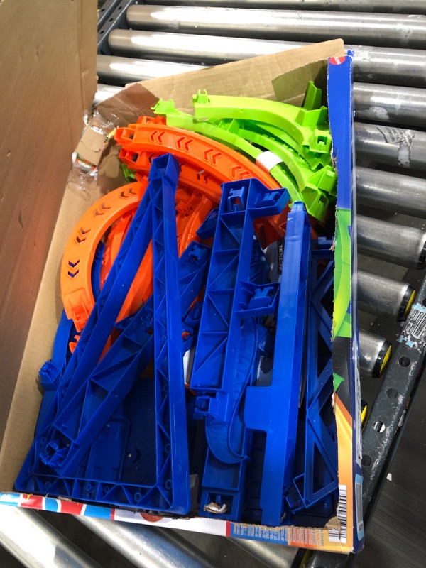 Photo 2 of ?Hot Wheels Track Set and 1:64 Scale Toy Car, 29" Tall Track with Motorized Booster for Fast Racing, Action Spiral Speed Crash Playset???? SHIPS IN OWN CONTAINER