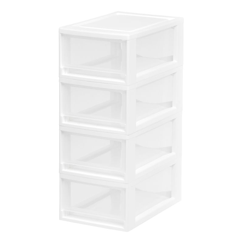 Photo 1 of IRIS USA Small Desktop Stacking Drawer Unit 4 Pack White
