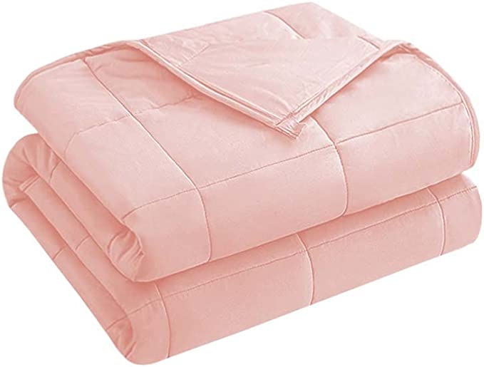 Photo 1 of yescool Weighted Blanket for Adults (20 lbs,60” x 80”, Pink) Cooling Heavy Blanket for Sleeping Perfect for 190-210 lbs, Queen Size Breathable Blanket with Premium Glass Bead
