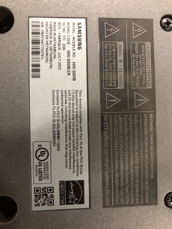 Photo 4 of SAMSUNG HW-S50B/ZA 3.0ch All-in-One Soundbar w/Dolby 5.1, DTS Virtual:X, Q Symphony, Built in Center Speaker, Adaptive Sound Lite, Bluetooth Multi Connection, 2022 Black HW-S50B Soundbar