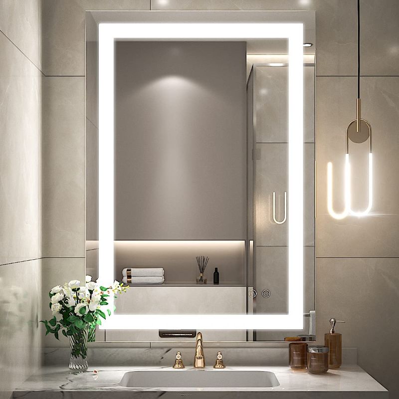Photo 1 of FTOTI 36 x 24 Inch LED Bathroom Mirror for Vanity,Wall Mounted Lighted Mirror, Frameless Bathroom Mirror with Lights Dimmable Anti-Fog Memory...
