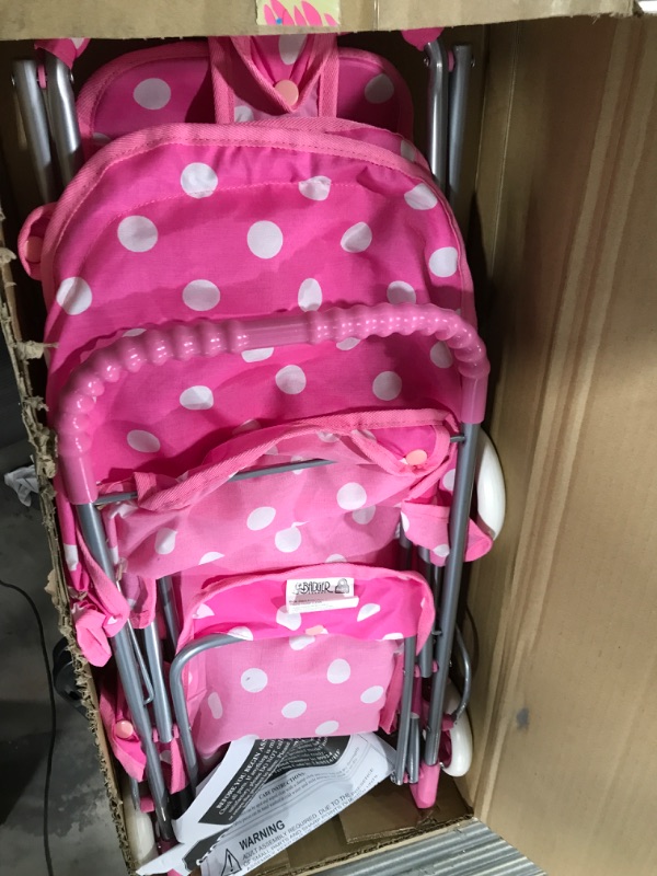 Photo 2 of Badger Basket Triple Doll Stroller - Pink Polka Dots