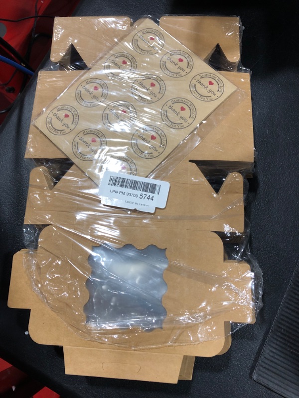 Photo 1 of 100 PCS Bakery Boxes with Window and Stickers - OAMCEG 4x4x3 Inch Individual Cupcake Boxes Pastry Boxes Cookie Boxes Small Cake Boxes Carrier Holders Containers for Packaging, Mini Dessert Boxes Paper