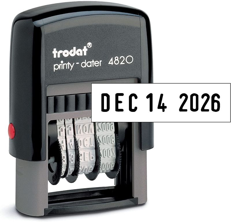 Photo 1 of Trodat Date Stamp Printy 4820 Self Inking, Months in Letters, Imprint Black, 3/8” x 1-¼”
