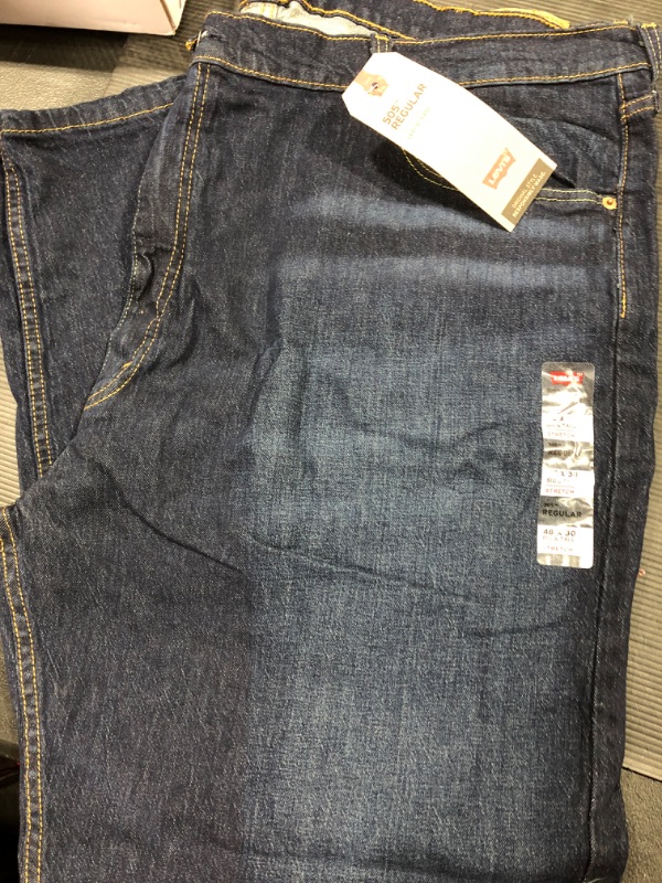 Photo 2 of Levi's Men's 505 Regular Fit Jeans (Regular and Big & Tall) Big & Tall 48W x 30L Nail Loop Knot - Dark Indigo