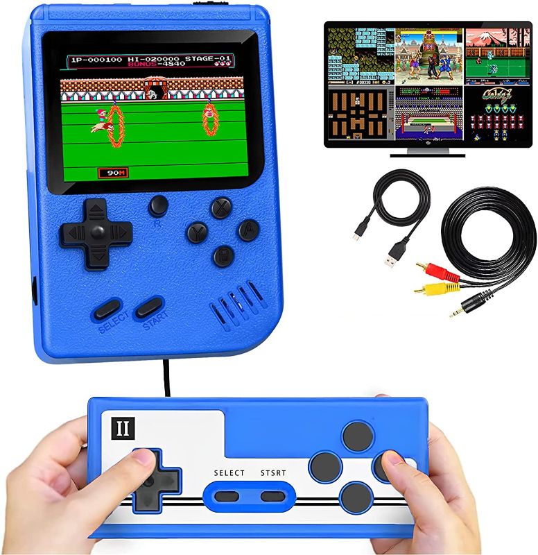 Photo 1 of Handheld Game Console , 400 Handheld Classic Games, 3 inch LCD Screen and Additional Controller, Portable Retro Handheld Game Console, Retro Game Console Supports Two Players at The Same time(Blue) **unable to test**