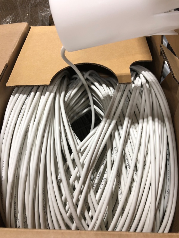 Photo 1 of CAT5e (CMP) Plenum Cable, 1000FT 24AWG 4Pair, 350MHz Solid Network Cable Unshielded Twisted Pair (UTP) 