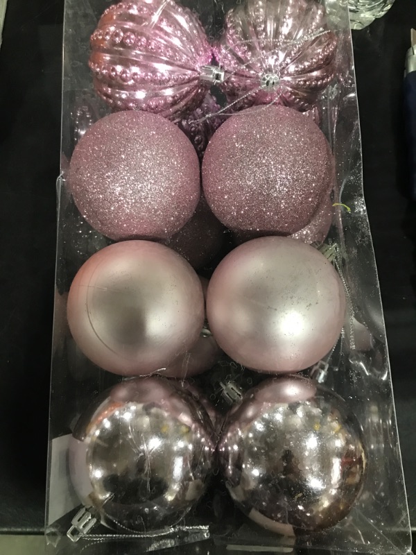 Photo 2 of 3.15" Big Christmas Ornaments Balls Shatterproof Pink Christmas Ornaments 16 Pcs Pink Ornaments for Christmas Tree Holiday Wedding Party Decoration Pink 3.15"/16pcs