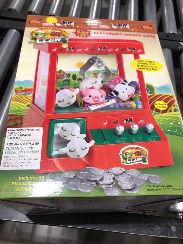 Photo 2 of Bundaloo Claw Machine Arcade Game - Electronic Mini Candy and Toy Grabber Dispenser - with Sound & 3 Mini Plush Farm Animals
