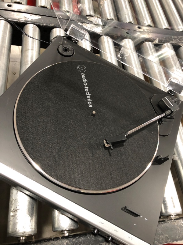 Photo 3 of Audio-Technica AT-LP60X-GM Fully Automatic Belt-Drive Stereo Turntable, Gunmetal/Black, Hi-Fi, 2 Speed, Dust Cover, Anti-Resonance, Die-Cast Aluminum Platter
