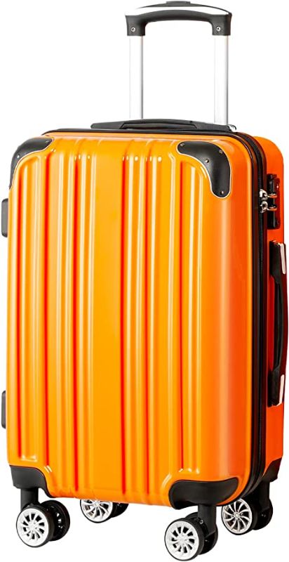 Photo 1 of Coolife Luggage Expandable(only 20") Suitcase PC+ABS Spinner 20in Carry on (orange new, S(20in)_carry on)