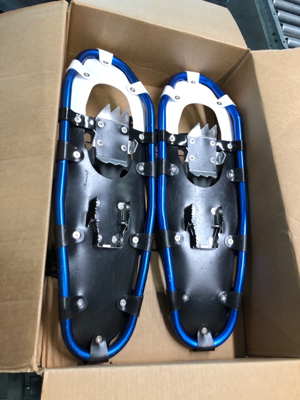 Photo 1 of GORPORE Snowshoes for Women Men Youth, 25 Inches Lightweight Aluminum Alloy All Terrain Snowshoes for Hiking, Heel Lift Riser for Mountaineering with Double-Ratchet Binding & Carrying Tote Bag