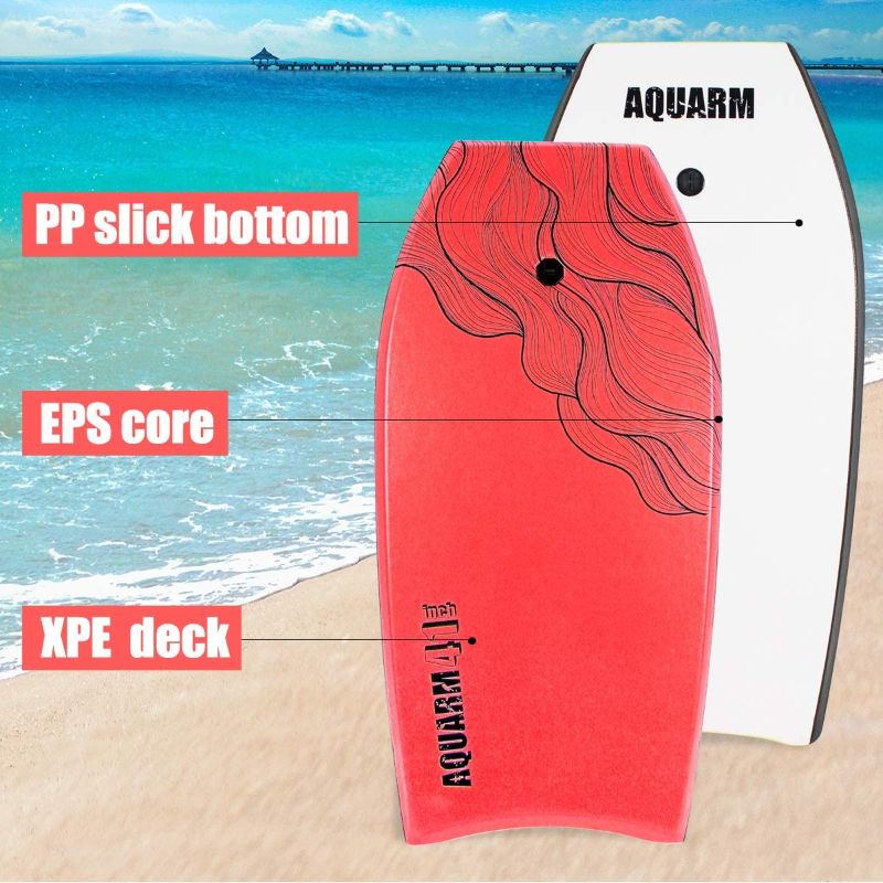 Photo 1 of AQUARM XPE Bodyboard 41-inch Bodyboarding with Premium Wrist Leash and Fin Tethers, Super Lightweight & Slick Bottom Perfect Surfing for Kids Teens and Adults