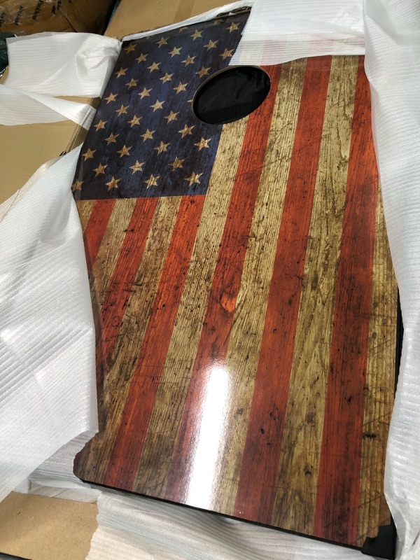 Photo 1 of haxTON Solid Wood Premium Sets 4’ x 2’Game or American Flag MDF 3'x2' Boards,Includes Set of 8 Corn Hole Toss Bags for Kids & Adult Retro