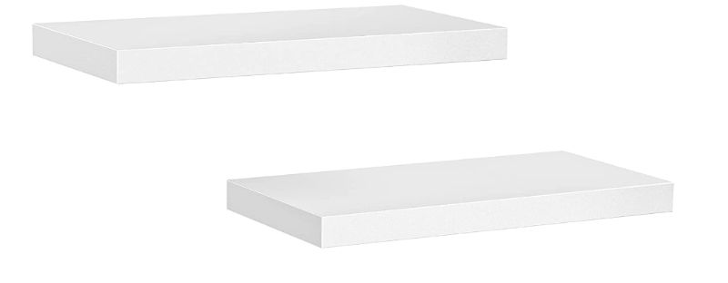 Photo 1 of AMADA HOMEFURNISHING Floating Shelves, Wall Shelves for Bathroom/Living Room/Bedroom/Kitchen Decor, White Shelves with Invisible Brackets Set of 2 - AMFS08