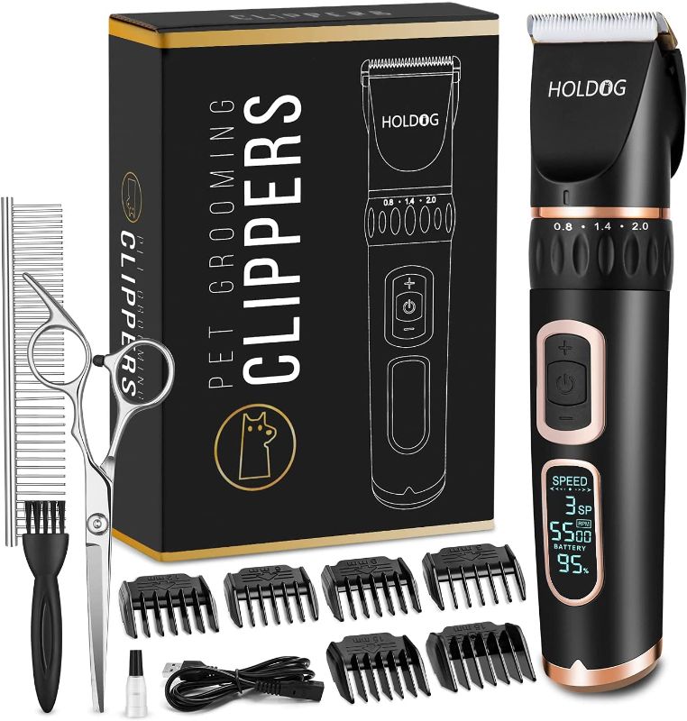 Photo 1 of Dog Clippers Professional Heavy Duty Dog Grooming Clipper 3-Speed Low Noise High Power Rechargeable Cordless Pet Grooming Tools for Small & Large Dogs Cats Pets with Thick & Heavy Coats
