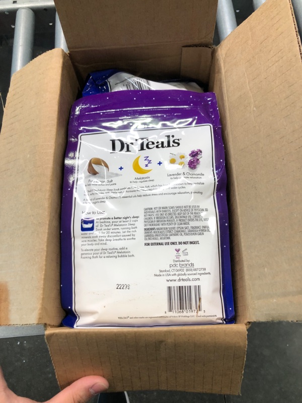 Photo 1 of Dr Teal's Pure Epsom Salt, Melatonin Sleep Soak With Essential Oil Blend, 3 Pound (Pack of 4)