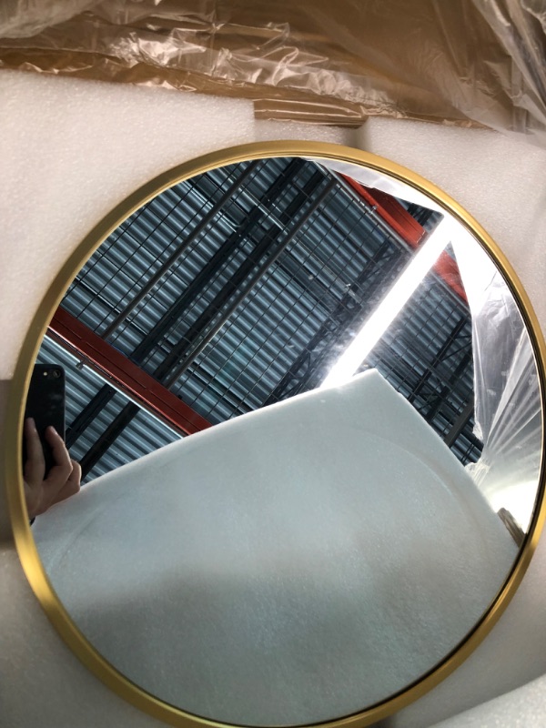 Photo 3 of Beauty4U 16" Wall Circle Mirror Large Round Gold Farmhouse Circular Mirror for Wall Decor Big Bathroom Make Up Vanity Mirror Entryway Mirror Gold 16”