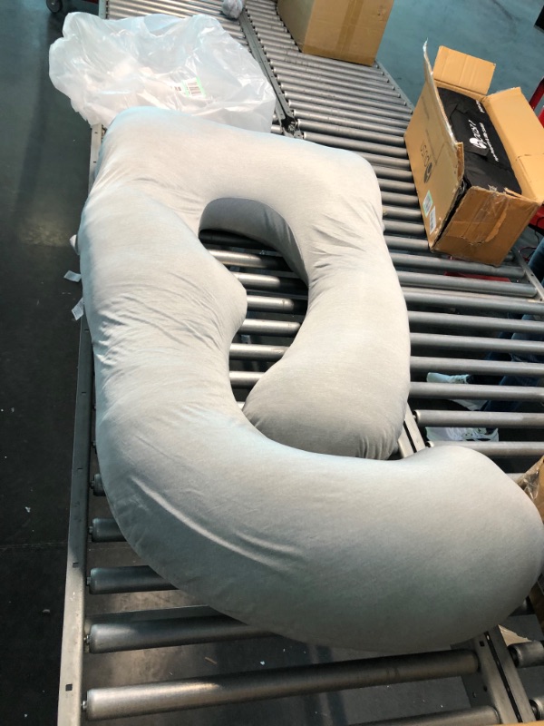 Photo 1 of Momcozy Pregnancy Pillows with Cooling Cover, U-Shaped Full Body Maternity Pillow for Side Sleepers 57 Inch - Support for Back, Hip, Belly, Legs for Pregnant Women Grey- Cooling Fabric--------- Open Box 