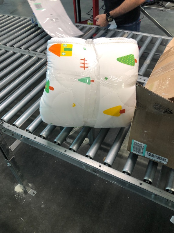 Photo 1 of Noiseless 3" Premium Foam Pack and Play Mattress Topper -Quiet and Odorless Playpen Mattresses Topper,Sturdy Edges and Non-Toxic Play Yard Mattress Topper Fits (38"x26") Pack N Play Playpens Green & White 38 x 26 x 3 inches