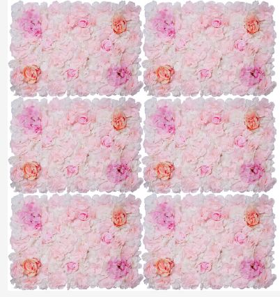 Photo 1 of uyoyous Artificial Flowers Wall Panels 6 Pack of 16 x 24" Romantic Silk Rose Flower Wall White & Pink Silk Roses Flower Panels for Backdrop Wedding Wall Decoration