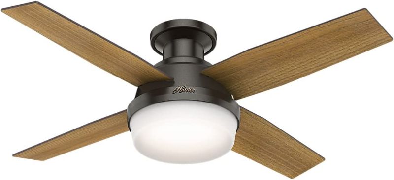 Photo 1 of Hunter Fan Dempsey Low Profile Indoor Ceiling Fan with LED Light and Remote Control, Metal, Fresh White, 44 Inch