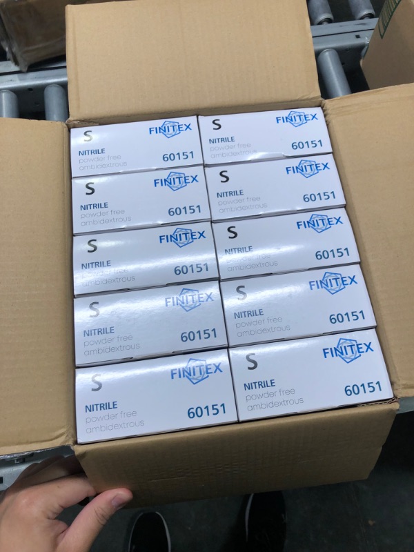 Photo 1 of FINITEX Ice Blue Nitrile Exam Gloves Powder-free 1000 PCS Medical Gloves Examination Home Cleaning Food Gloves Small (Pack of 1000)