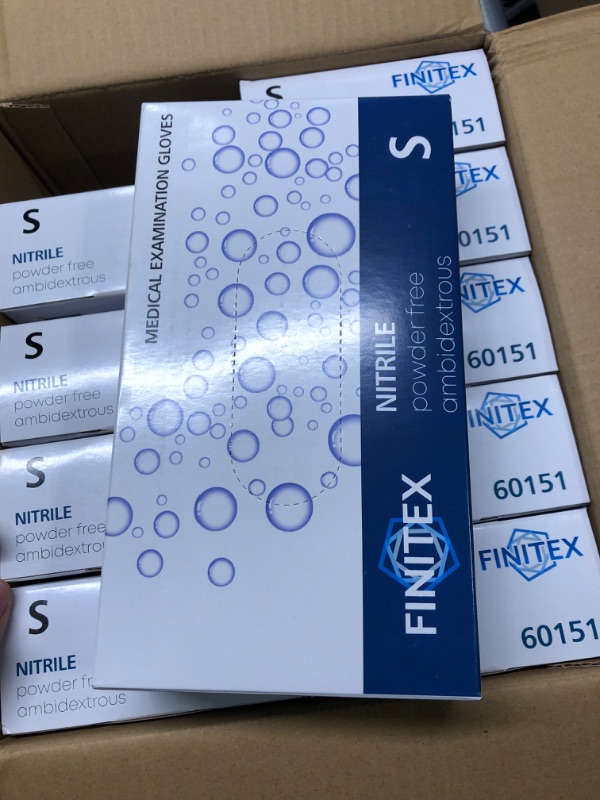 Photo 1 of FINITEX Ice Blue Nitrile Exam Gloves Powder-free 1000 PCS Medical Gloves Examination Home Cleaning Food Gloves Small (Pack of 1000)