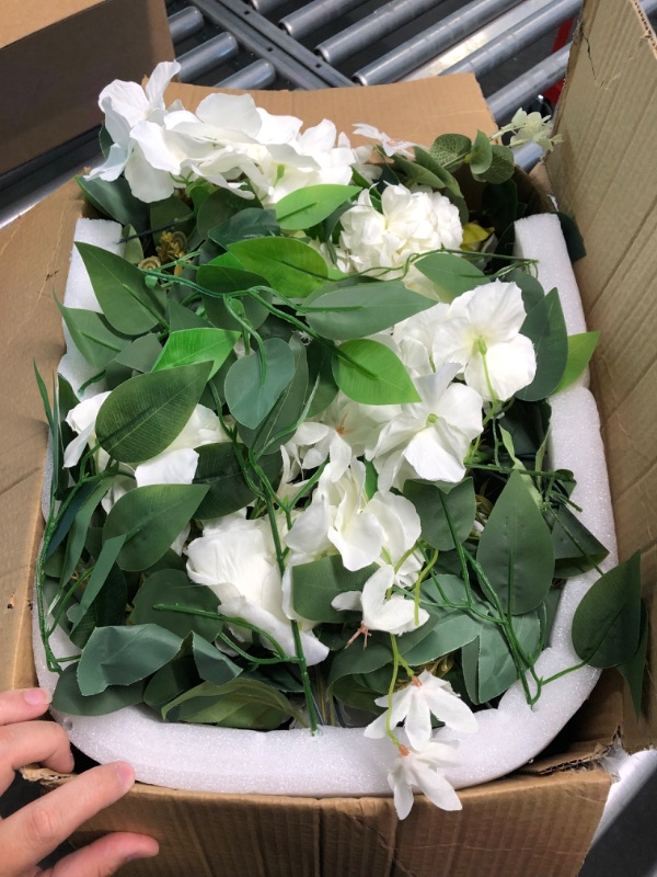 Photo 2 of KAHAUL 2PC of 39 Inches Artificial White Floral Swag for Arch Garden Party, Table Centerpiece, Flower Arrangements, Wedding Reception Decorations, Wall Décor