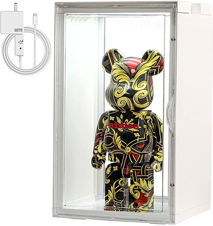 Photo 1 of GOTO 400% Bearbrick Case Transparent LED Lighting Display Case, Stackable Show Case for Bearbrick 400%, Action Figures, Collectibles, Toys, Dolls (1 X13L with Adapter)