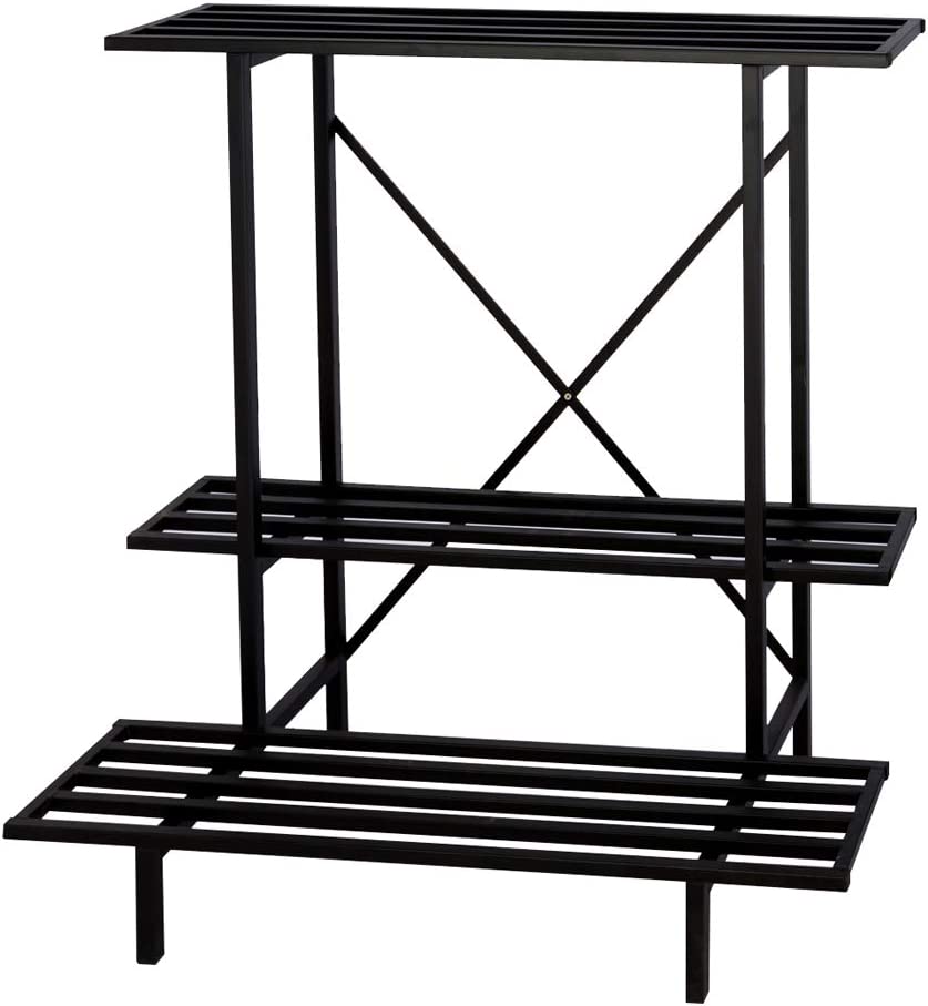 Photo 1 of Zhongma 3 Tier Plant Stand Space-Saving Heavy Duty Plant Holder for Balcony, Home, Garden ,Metal Sturdy Plant Stand for Indoor and Outdoor